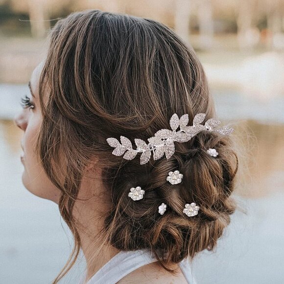 41 Pack Bridal Hair Accessories Silver Rhinestone Pearl  display picture 2